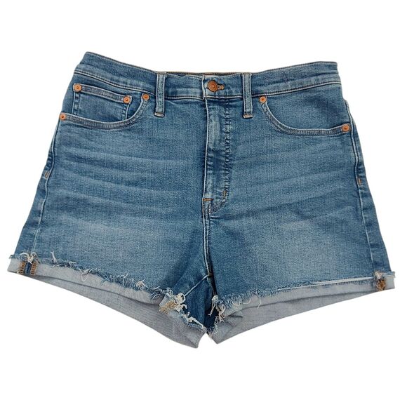 Madewell Jean Shorts Womens 29 Blue High Rise Cuffed Stretch Denim Grunge Beach - Picture 1 of 11